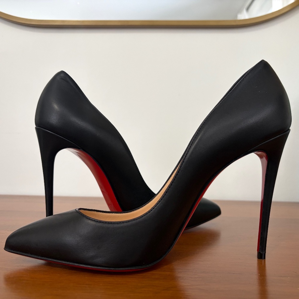 Genuine Christian Louboutin Black Leather 1mm Stiletto.
